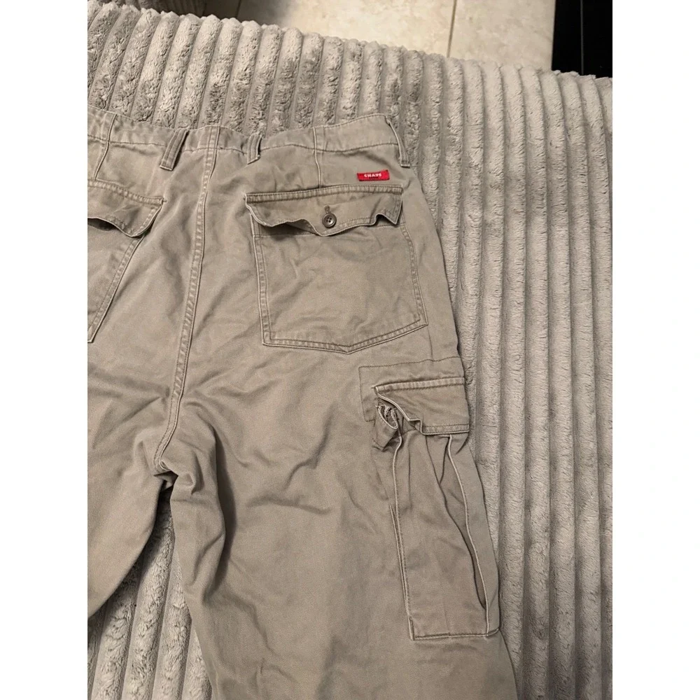 Chaps Mens Khaki Tan Cotton Cargo Pants Straight Leg 32x32 Utility Workwear